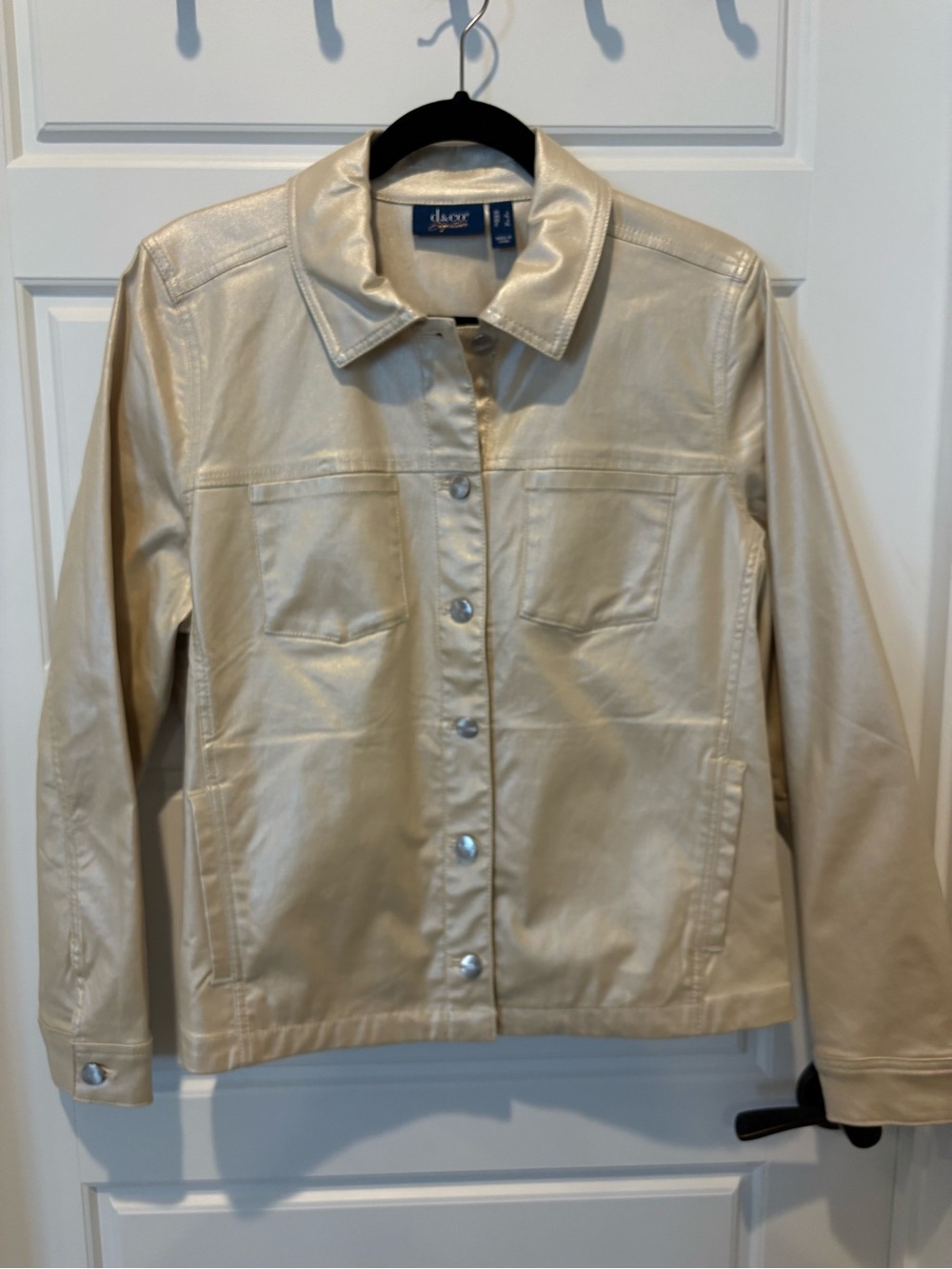 Jean Jacket Style Coated Metallic Cotton NWOT